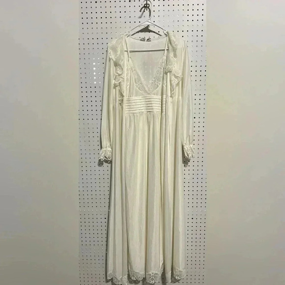 Petite Fleur Vintage Slip Dress and Duster Robe Peignoir Ensemble Set Sz 36/38 - Picture 1 of 11